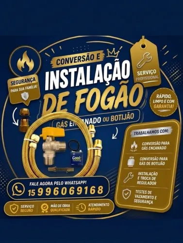 Instalação e conversão de fogão.