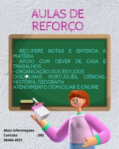 Professora particular reforço escolar