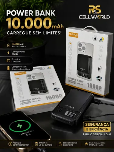 Bateria Power Bank por Indução 10.000MAH