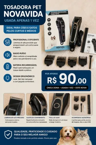 Tosador (SEM FIO) PET profissional NOVA VIDA