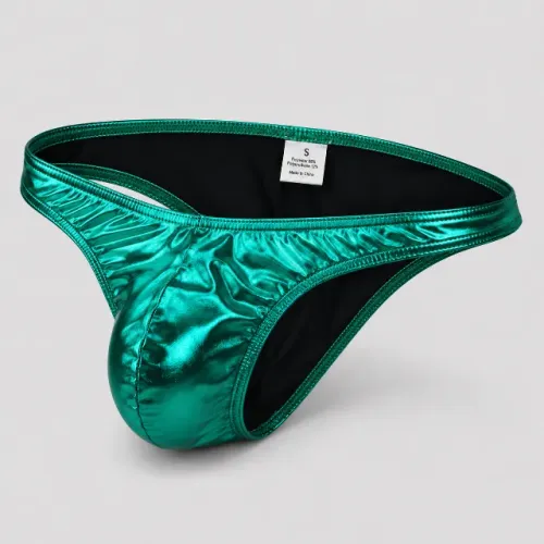 Tanga masculina verde metálica S/P corte moderno
