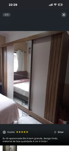 Vendo Guarda-roupa Casal com Espelho 3 Portas de Correr 6 Gavetas