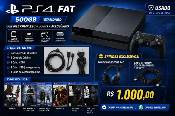 Console Playstation fat 4 só venda