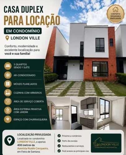 Alugo casa de 3/4 quartos sendo 3 suites no condomínio london ville