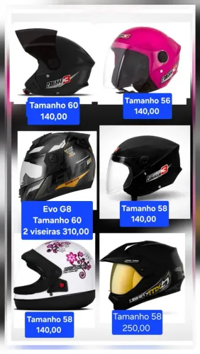 Capacetes novos lacrados. Selo Inmetro. Nacionais. Pronta entrega.