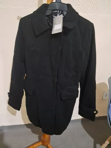 Sobretudo veludo preto feminino
