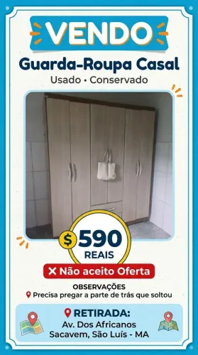 Só Hoje Guarda Roupa de Casal R$ 490,00