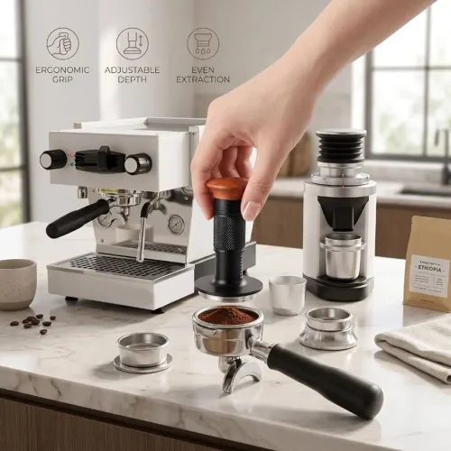 ? Tamper de Café Profissional 58 mm com Pressão Constante - Aço Inoxidável