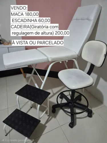 Vendo maca, cadeira e escadinha