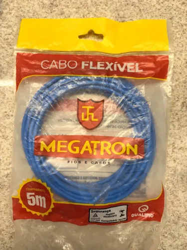 Rolo de cabo / fio flexível 6,0mm - Azul - 5 metros