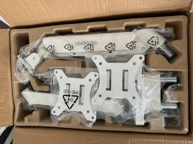 Suporte Articulado Para Dois Monitores Zinnia Nimbo 210, 13 Pol. a 32 Pol. Branco