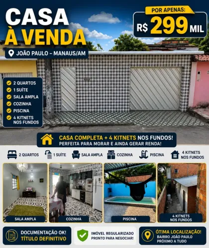 CASA À VENDA JOÃO PAULO | MANAUS/AM