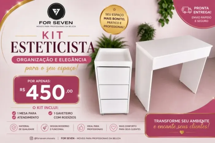 KIT MESA + CARRINHO AUXILIAR CM RODINHAS MDF NOVO 