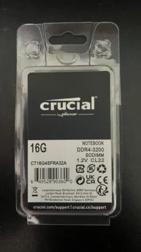 Memória RAM 16GB DDR4 3200MHz Crucial p/ Notebook - Nova Lacrada