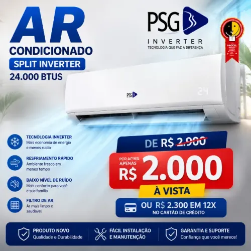 ? Ar Condicionado Split Inverter PSG 24.000 BTUs Novo | Promoção Imperdível