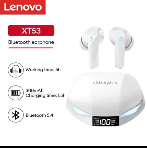 Fone Bluetooth Lenovo XT53 Pro Max Fone Gamer Bt 5.4, Branco, Novo, Lacrado