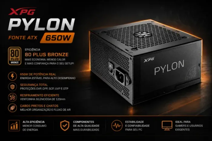 Fonte XPG 650w, quem conhece sabe da qualidade!