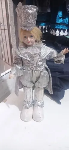Boneco vintage Russo tecido e porcelana