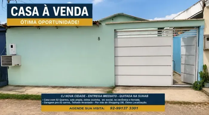 N CIDADE, Entrega Imediato, imóvel de 02 Quartos, Quitada na Suhab
