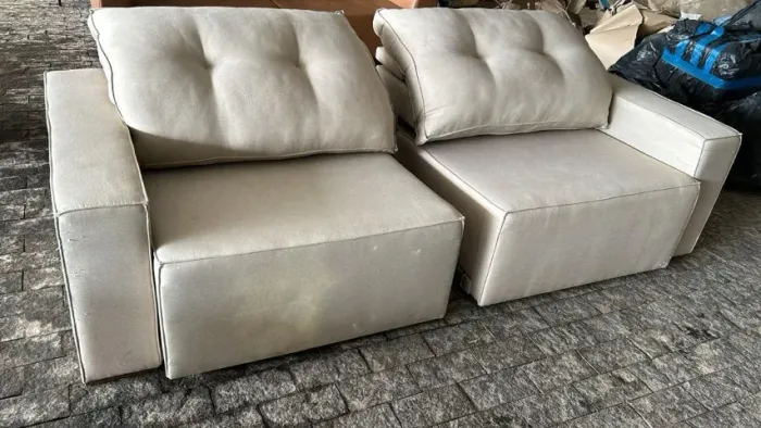 Sofá Retrátil Módulos em Sued - Cor: Off White - 1.10x1.00 