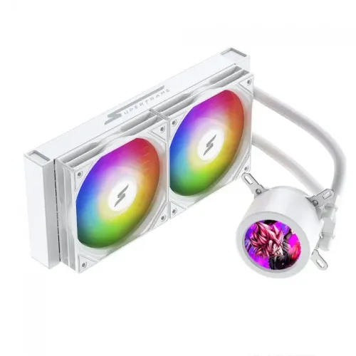 Water Cooler SuperFrame ARGB ISENGARD MAGIC, 240mm, Branco, Bomba Infinit, Display LCD