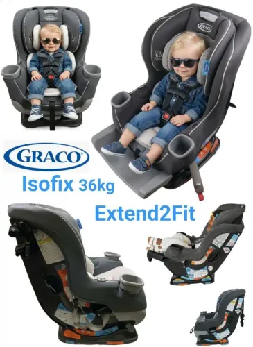 Cadeirinha de carro p/ criança Graco Extend2Fit de 0 à 36kg Isofix Reclinável Confortavel