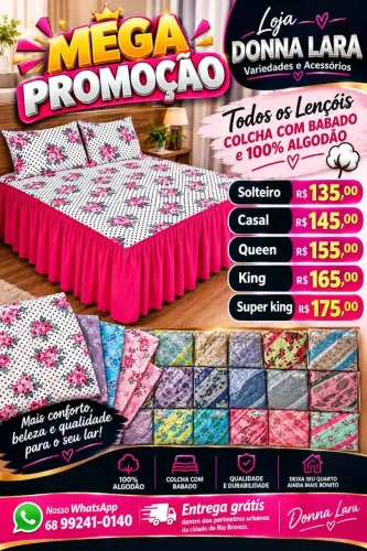 Jogo de lençol 03 peças em Algodão