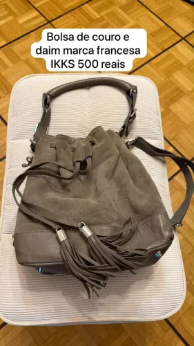 Bolsa de couro e daim IKKS