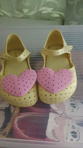 (Sapatilha infantil) Mini melissa, verde com coração - Tamanho 25