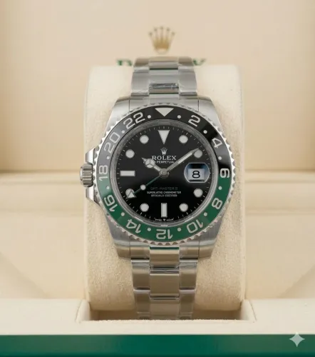 Relógio GMT Master II Sprite Verde Automático Safira 40mm Premium AAA+