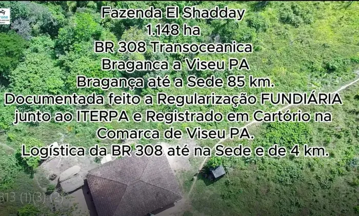 Fazenda de pecuária para venda tem 1.148 hectares em Centro - Augusto Corrêa - PA