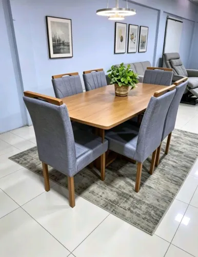 Mesa de jantar 6 cadeiras, base e tampo de madeira maciça. Lançamento!