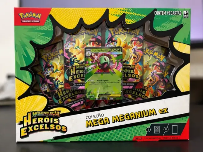 Pokemon Box Heróis Excelsos Mega Meganium EX Lacrada |