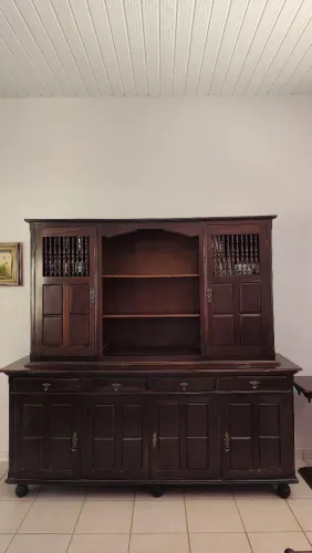Sala de Jantar Antiga Estilo Colonial Completa - Madeira Maciça (Arca + Mesa + Cadeiras)