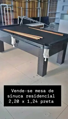 MESA DE SINUCA RESIDÊNCIA 2,20 x 1,24 PRETA