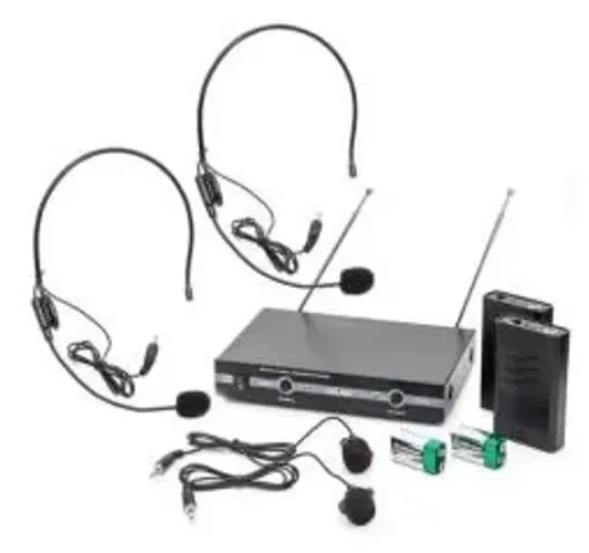 Kit Microfones Sem Fio Duplo Lapela e Duplo Headset Lelong LE-910