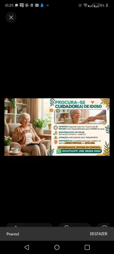 Cuidador de idoso, vaga para mulheres!