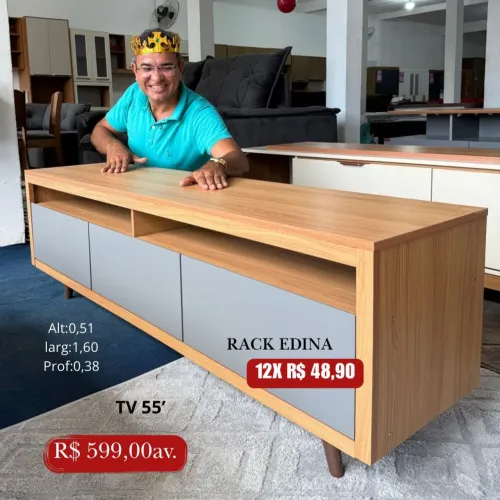 PROMOÇÃO URGENTE - Rack 100% MDF Edina para TVS de até 55 POLEGADAS Disponível