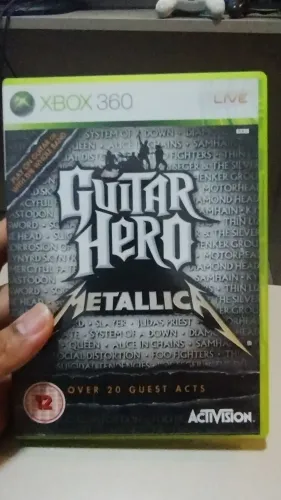 Caixa original do guitar hero metálica com manual Xbox 360