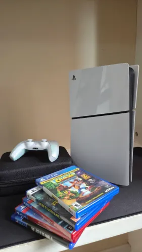 PS5 Slim Leitor de discos, PlayStation 5, Dualsense Chroma Pearl