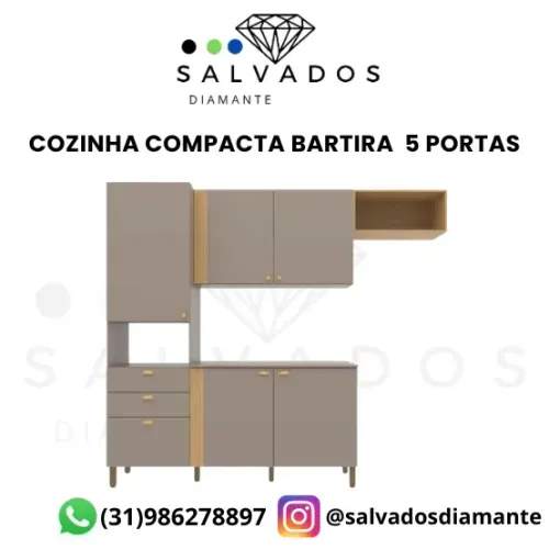 Cozinha compacta 5 Portas e 3 gavetas  - NOVA NA CAIXA