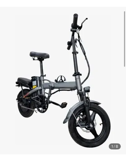 Bicicleta elétrica dobrável 400w 30km farol de Led cinza
