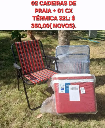 02 CADEIRAS DE PRAIA + 01 CX TÉRMICA 32L
