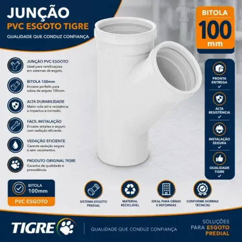 Junção em Y Esgoto 100 X 100mm Tigre - Novo a pronta entrega
