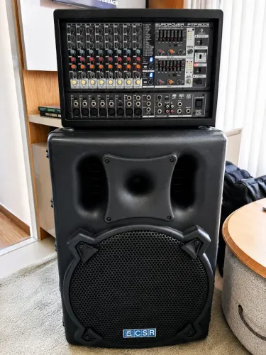Kit Caixa CSR 4000 Passiva 15 Pol. 350w + Cabeçote Behringer PMP 1680 1600w