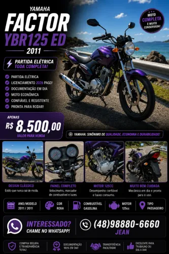 Moto Yamaha Factor YBR 125 ED 2011 Roxa