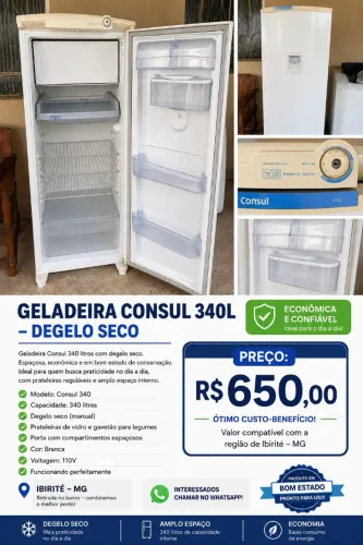 Geladeira Consul 340L Degelo Seco - Funcionando Perfeitamente - R$ 650