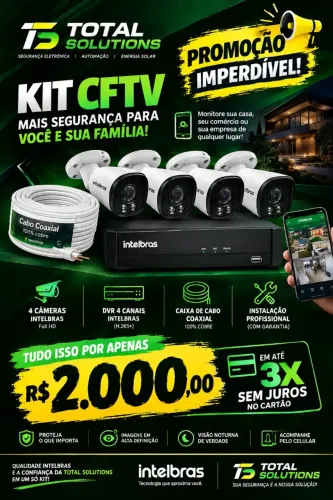 Kit CFTV 4 câmeras Intelbras instalado