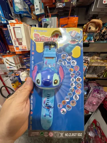 Relógio stitch com projetor de imagens do personagem