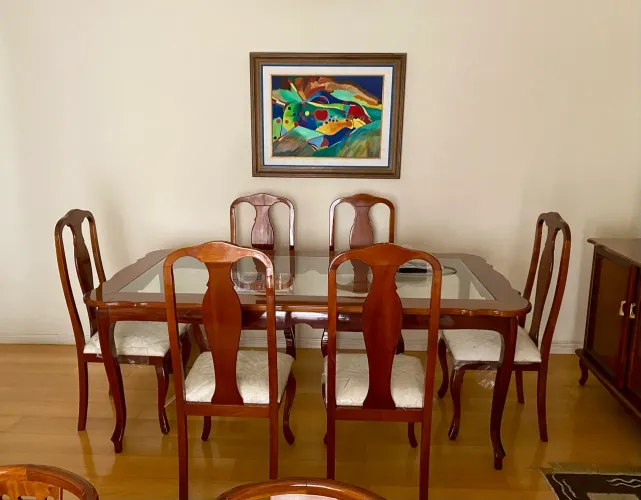 Mesa Com 6 Cadeiras Mogno Maciço